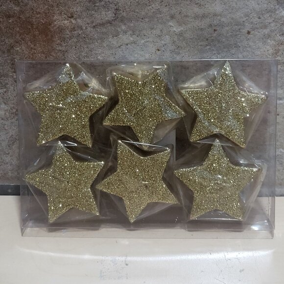 Gold Glitter Star Shaped Floating Candles Tea Lights Set of 2 - Picture 7 of 8